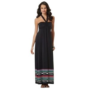 SOMA Faye Soft Black Somba Border Convertible Strap Maxi Dress Size XS